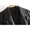 Za 2023 Chic Black Office Lady PU Oversized Long Women Blazer Long Sleeve V Neck Pockets Leather Vintage Jackets Bussiness Wear