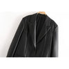 Za 2023 Chic Black Office Lady PU Oversized Long Women Blazer Long Sleeve V Neck Pockets Leather Vintage Jackets Bussiness Wear