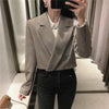 Za 2022 Cropped Brown Set Female Suit Skirt Blazer Woman Two Pieces Set Office High Waist Pleated Women Skirt Blazer Suit Set