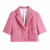 Za 2022 2 Pieces Women Cropped Blazer+Skirt Set Vintage With Pocket Texture Jacket Coat+Skirt Single Breasted Woman Sets