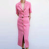 Za 2022 2 Pieces Women Cropped Blazer+Skirt Set Vintage With Pocket Texture Jacket Coat+Skirt Single Breasted Woman Sets