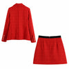Za 2022 Red Plaid Two Piece Set Women Long Sleeve Double Breasted Blazer With High Waist A-Line Mini Skirts BB1879
