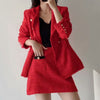 Za 2022 Red Plaid Two Piece Set Women Long Sleeve Double Breasted Blazer With High Waist A-Line Mini Skirts BB1879