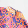 Za 2022 Print Midi Dresses Women  Applique V-neck Short Sleeve Sundress Vintage Pleat Elastic Waist Slit Hem Female Dress