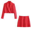 Za 2022 Vintage 2Pcs Sets Women Linen Cropped Blazers Coat And High Wasit Mini Skirts Casual Woman Two Pieces Sets