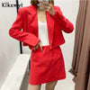 Za 2022 Vintage 2Pcs Sets Women Linen Cropped Blazers Coat And High Wasit Mini Skirts Casual Woman Two Pieces Sets