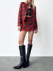 Za 2023 Women Retro Plaid Printed 2-piece Set Autumn Office Blazer Jacket High Waist Mini Skirt Set Casual Women Suits