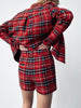 Za 2023 Women Retro Plaid Printed 2-piece Set Autumn Office Blazer Jacket High Waist Mini Skirt Set Casual Women Suits