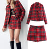 Za 2023 Women Retro Plaid Printed 2-piece Set Autumn Office Blazer Jacket High Waist Mini Skirt Set Casual Women Suits