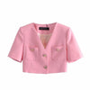 Za 2022 Women Sets 2 Pcs Pink Short Sleeve Cropped Blazer Suits With Shorts Office Elegant Summer High Waist Mini Skirts