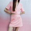 Za 2022 Women Sets 2 Pcs Pink Short Sleeve Cropped Blazer Suits With Shorts Office Elegant Summer High Waist Mini Skirts