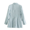 Za 2023 Women Suit Jacket Tweed Blazer Women Jacket Femme Plaszcz Wiosenny Damski Sobrecamisa Cuadros Plaid Checkered Blazer