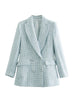 Za 2023 Women Suit Jacket Tweed Blazer Women Jacket Femme Plaszcz Wiosenny Damski Sobrecamisa Cuadros Plaid Checkered Blazer