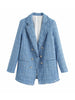Za 2023 Women Suit Jacket Tweed Blazer Women Jacket Femme Plaszcz Wiosenny Damski Sobrecamisa Cuadros Plaid Checkered Blazer