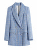 Za 2023 Women Suit Jacket Tweed Blazer Women Jacket Femme Plaszcz Wiosenny Damski Sobrecamisa Cuadros Plaid Checkered Blazer