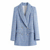 Za 2023 Women Suit Jacket Tweed Blazer Women Jacket Femme Plaszcz Wiosenny Damski Sobrecamisa Cuadros Plaid Checkered Blazer
