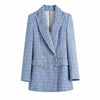 Za 2022 Women Suit Jacket Tweed Blazer Women Jacket Femme Plaszcz Wiosenny Damski Sobrecamisa Cuadros Plaid Checkered Blazer