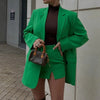 Za 2023 Women's Suits With Skirt Green Straight Blazer Set 2 Pieces Skirt Mini Midwaist Slit High Street Casual Chic