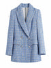 Za 2023 Women Suit Jacket Tweed Blazer Women Jacket Femme Plaszcz Wiosenny Damski Sobrecamisa Cuadros Plaid Checkered Blazer