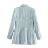 Za 2023 Women Suit Jacket Tweed Blazer Women Jacket Femme Plaszcz Wiosenny Damski Sobrecamisa Cuadros Plaid Checkered Blazer