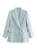 Za 2023 Women Suit Jacket Tweed Blazer Women Jacket Femme Plaszcz Wiosenny Damski Sobrecamisa Cuadros Plaid Checkered Blazer