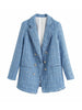 Za 2023 Women Suit Jacket Tweed Blazer Women Jacket Femme Plaszcz Wiosenny Damski Sobrecamisa Cuadros Plaid Checkered Blazer