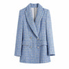 Za 2023 Women Suit Jacket Tweed Blazer Women Jacket Femme Plaszcz Wiosenny Damski Sobrecamisa Cuadros Plaid Checkered Blazer