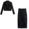 Za Black Tweed Suit Female Skirt Autumn 2023 Cropped Blazer Set Woman Skirt 2 Pieces Chic Double Breasted Office Busines Set