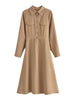 Za Dresses For Women Fall Tooling Lapel Waist Belt Dress Temperament Versatile Casual Solid Long Skirt Chic Vestidos
