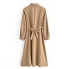 Za Dresses For Women Fall Tooling Lapel Waist Belt Dress Temperament Versatile Casual Solid Long Skirt Chic Vestidos