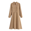 Za Dresses For Women Fall Tooling Lapel Waist Belt Dress Temperament Versatile Casual Solid Long Skirt Chic Vestidos
