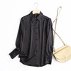 Za 2023 Women's Shirt Silk Office Lady Chic Blouse Long Sleeve Stain Turn Down Collar Button Shirts Elegant Mujer Tops