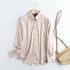 Za 2023 Women's Shirt Silk Office Lady Chic Blouse Long Sleeve Stain Turn Down Collar Button Shirts Elegant Mujer Tops