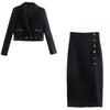 Za Set Woman Skirt Black Elegant Sets Long Skirt Female Suit Autumn 2023 Short Blazer Women Tweed Skirts Chic Button Slit Skirts
