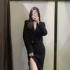 Za Set Woman Skirt Black Elegant Sets Long Skirt Female Suit Autumn 2023 Short Blazer Women Tweed Skirts Chic Button Slit Skirts