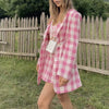 Za Suits & Skirts Suits British Plaid Pink Office Elegant Women Suits 2022 Casual Chic Street Youth Party Femal Suit