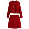 Za Tweed Suit 2 Piece Set Women Red Mini Skirt Autumn 2023 Office Female Elegant Sets Woman Cropped Blazer Vintage Classic Suit