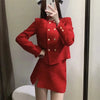 Za Tweed Suit 2 Piece Set Women Red Mini Skirt Autumn 2023 Office Female Elegant Sets Woman Cropped Blazer Vintage Classic Suit