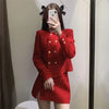 Za Tweed Suit 2 Piece Set Women Red Mini Skirt Autumn 2023 Office Female Elegant Sets Woman Cropped Blazer Vintage Classic Suit