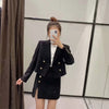 Za Woman Suits With Skirts Sets 2023 Autumn Tweed Office Double breasted Jacket Coat High waist Midi Skirt 2 Piece Set
