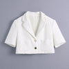 Za Women 2 Piece Set Suit Blazer Vintage Texture Short Sleeve Coat Office Blazer And Elegant High-Waisted Skirt Female