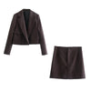 Za Women 2 Piece Skirt Plaid Suits Sets 2023 Female OL Basic Blazer Short Coats Pockets Skirts Blazer High Streetwear