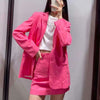 Za Women 2022 red Office Wear Single Button Blazers Coat Vintage Long Sleeve Pockets Female Outerwear Chic Tops