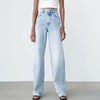 Za Women 2022 Early Autumn Chic Wide Legs Jeans Vintage High Waist Zipper Fly Female Ankle Denim Pants Mujer