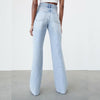 Za Women 2022 Early Autumn Chic Wide Legs Jeans Vintage High Waist Zipper Fly Female Ankle Denim Pants Mujer