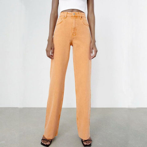 Za Women 2022 Early Autumn Chic Wide Legs Jeans Vintage High Waist Zipper Fly Female Ankle Denim Pants Mujer