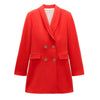 Za Women 2022 red Long section Double Breasted  Blazer Coat Vintage Long Sleeve Pockets Female Outerwear Chic