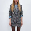 Za Women Elegant Office Wear Plaid Textured Double Breasted Long Sleeve Blazer With Female High Wiats Mini Chic Skirts Sets