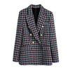 Za Women Elegant Office Wear Plaid Textured Double Breasted Long Sleeve Blazer With Female High Wiats Mini Chic Skirts Sets