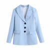 Za Women Office Wear Single Breasted Blazers Coat Vintage Long Sleeves Outerwear And High waist casual pants 2-piece Set